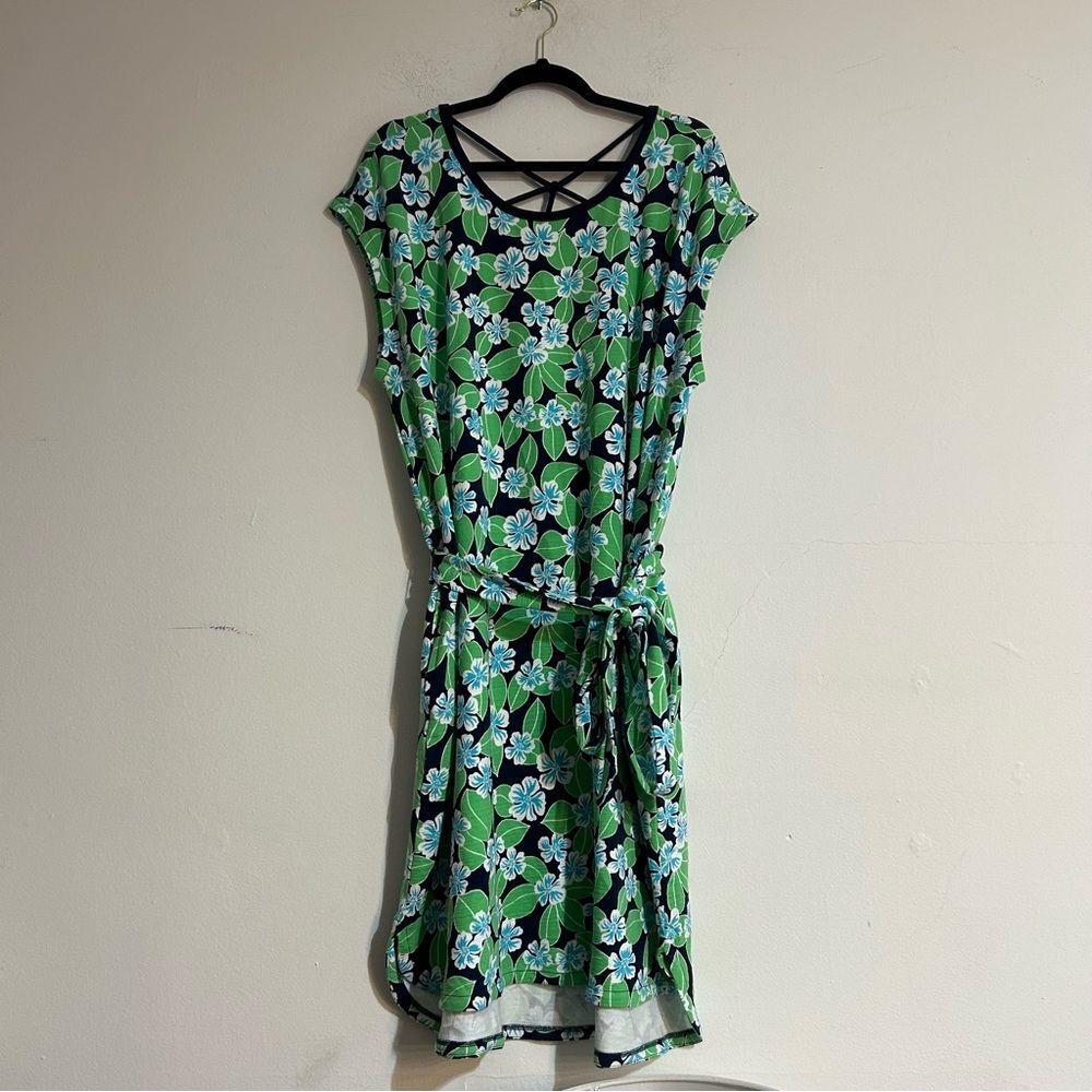 T by Talbots Open Back Short Sleeve Dress Floral Fields Plus Size 2x